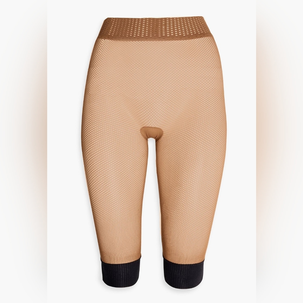 Wolford Mono Fish Scale Capri Leggings Fishnet in Honey Black Size M - Picture 4 of 10